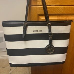 Black and White Michael Kors Tote